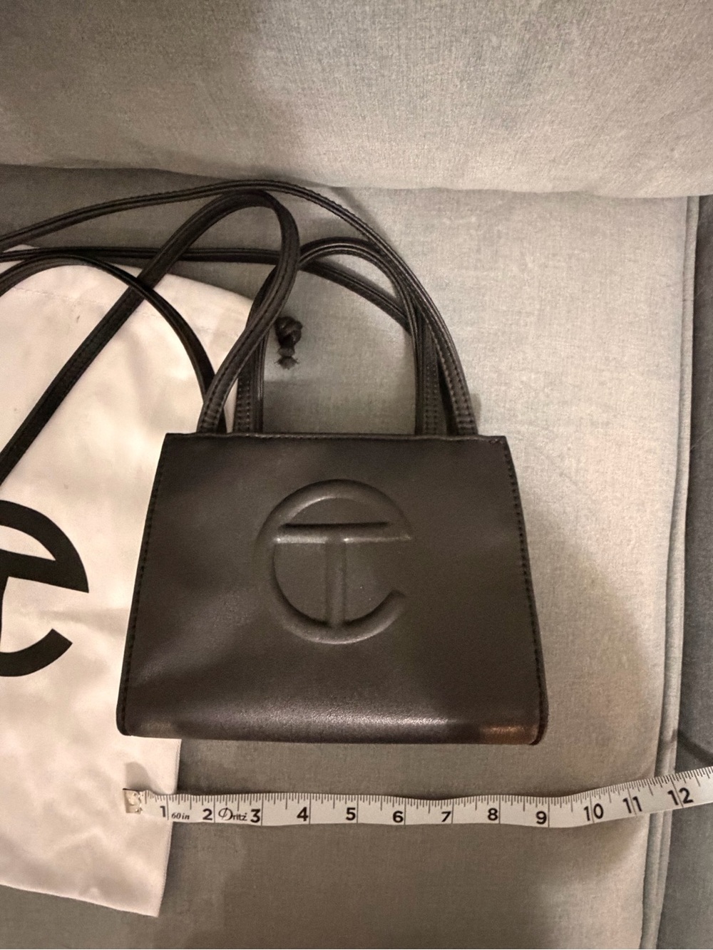 Telfar Black Mini Shopping Bag with Embossed Logo